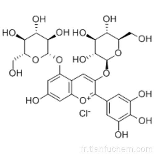 3,5-bis (bD-glucopyranosyloxy) -7-hydroxy-2- (3,4,5-trihydroxyphényl) - 1-benzopyrylium (1: 1) CAS 17670-06-3